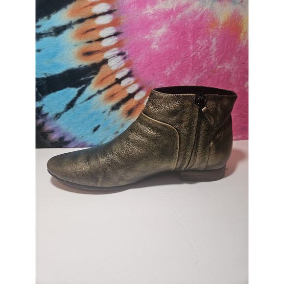Cole Haan Allen Bootie Zip Ankle Boots Women's 9.5 Black Gold Burnished Metallic - Picture 6 of 10